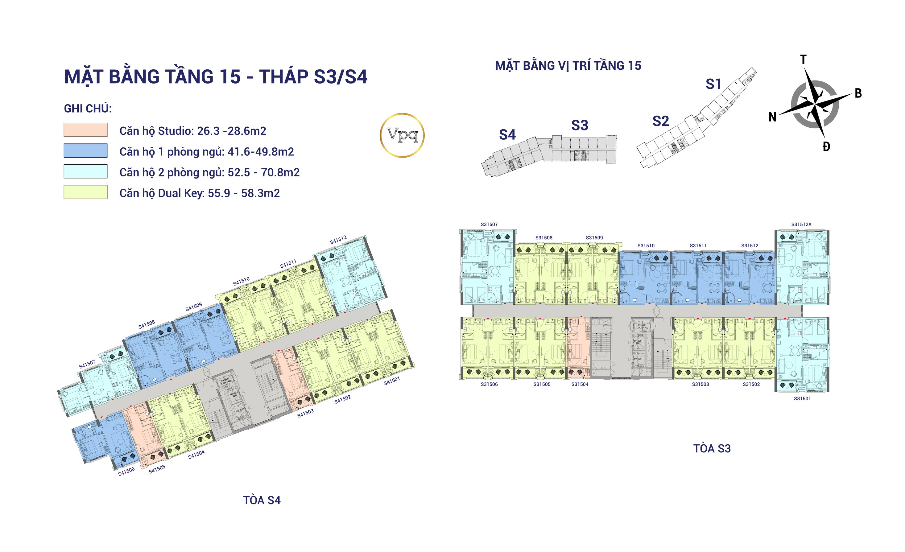 Mặt bằng tầng 15 tháp căn hộ The Sky Phú Quốc